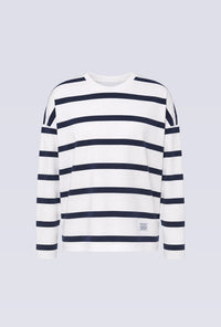 T-Shirt Lengan Panjang Sena White Navy Stripe