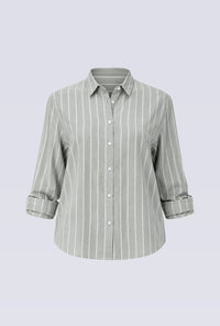 Kemeja Lengan Panjang Valja Green Offwhite