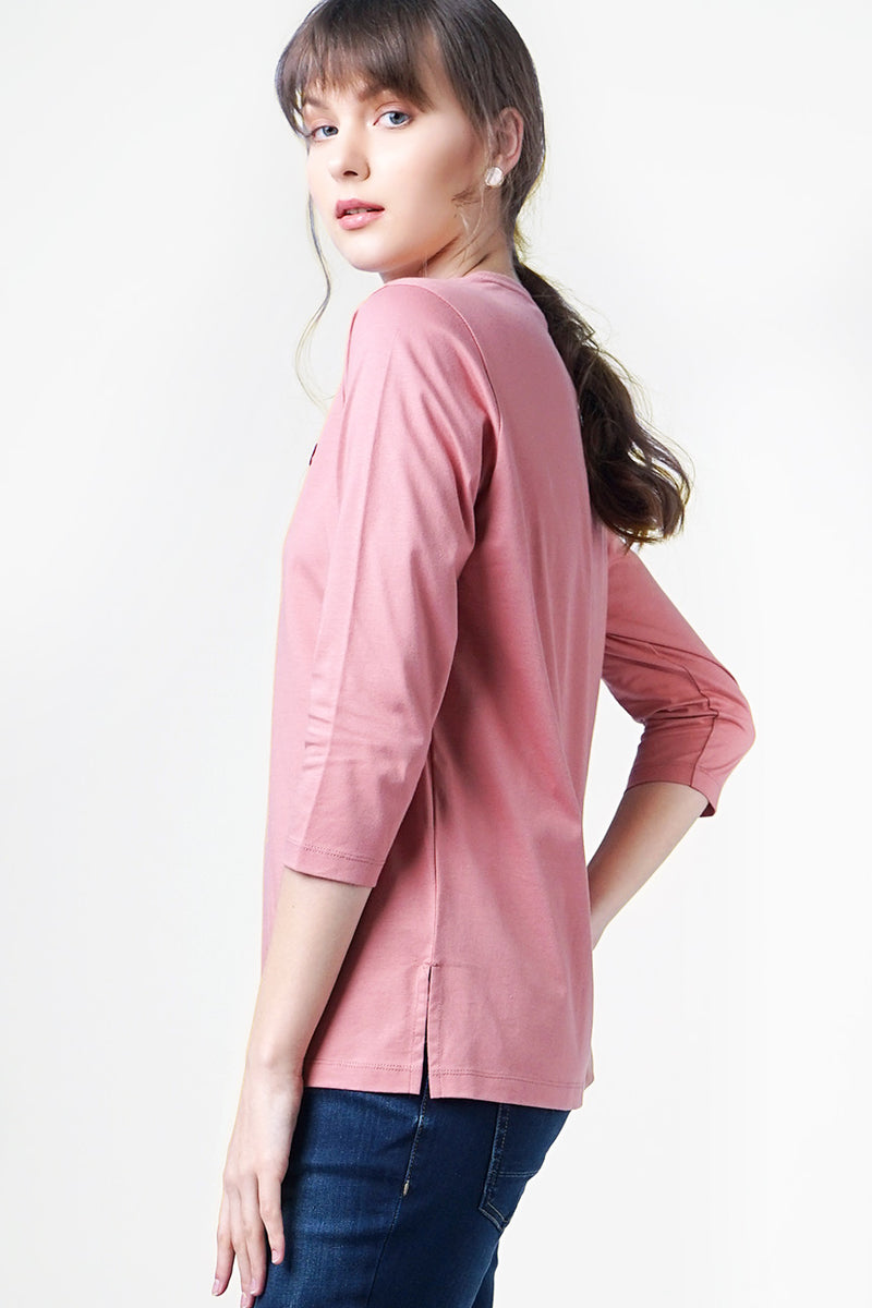 T-Shirt Lengan Panjang Elisheva Pink