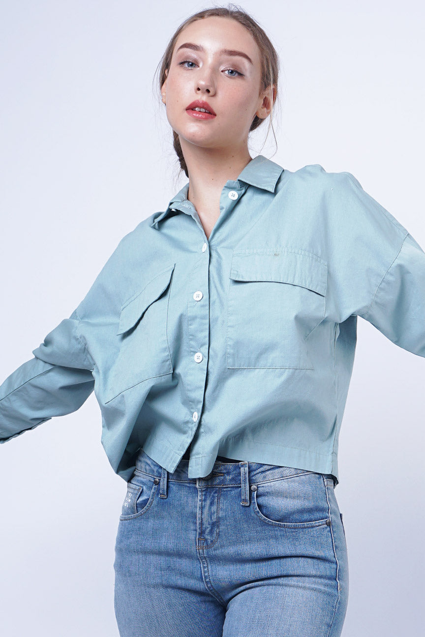 Kemeja Lengan Panjang Landry Light Green