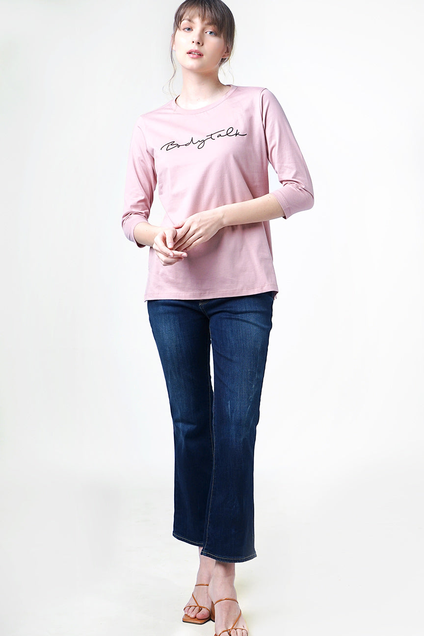 T-Shirt Lengan Panjang Mysie Dusty Pink