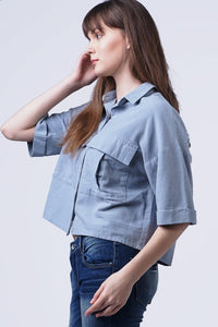 Kemeja Lengan Pendek Nara Light Blue