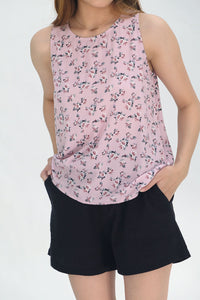 Blouse Tanpa Lengan Stravicas Floral Dusty Pink