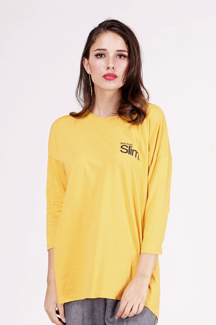T-Shirt Lengan Panjang Slimy Light Mustard
