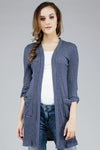 Cardigan Lengan Panjang Auva Navy Grey