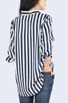 Kemeja Lengan Panjang Bliss Stripe Navy White