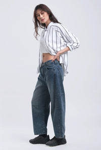 Kemeja Lengan Panjang Lycka Offwhite Blue