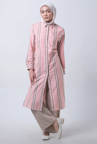 Dress Lengan Panjang Valeria Pink Brown