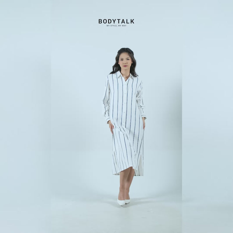 Dress Lengan Panjang Havana White Navy