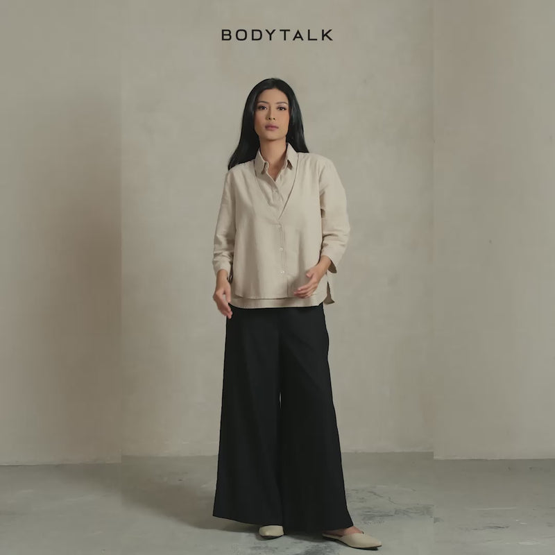 Kemeja Lengan Panjang Flourissa Light Khaki