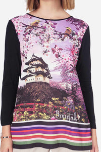 T-Shirt Lengan Panjang Sakura Black