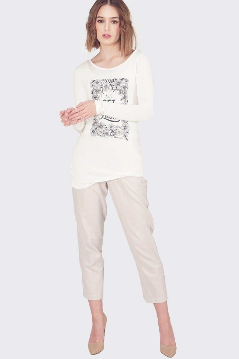 T-Shirt Lengan Panjang New Simple Wringkle White