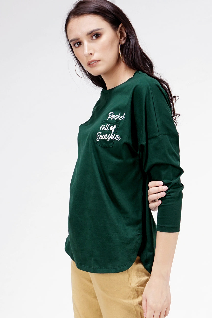 T-Shirt Lengan Panjang Celline Green