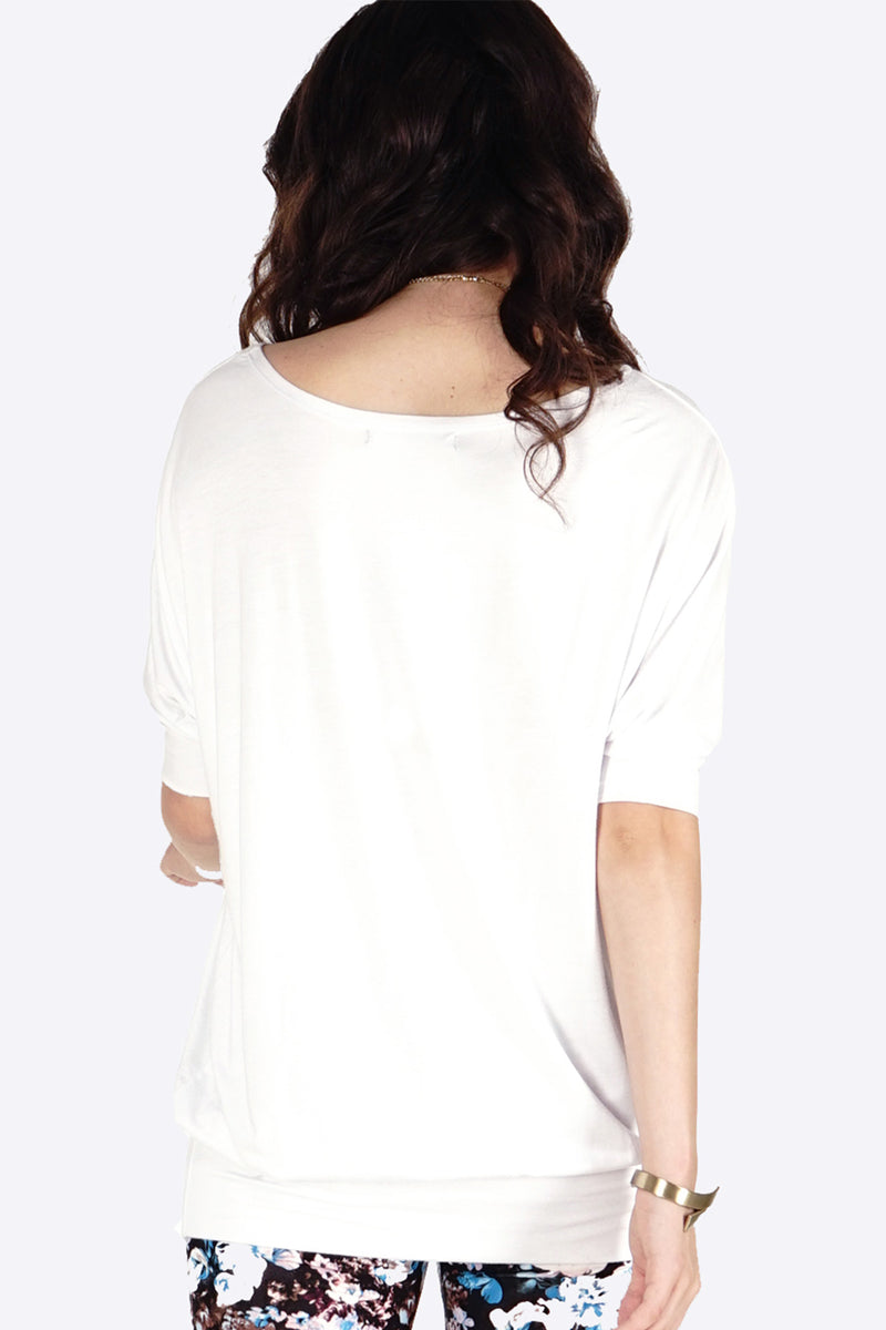 T-Shirt Lengan Pendek Bodyfit Rayon Shoulderness White