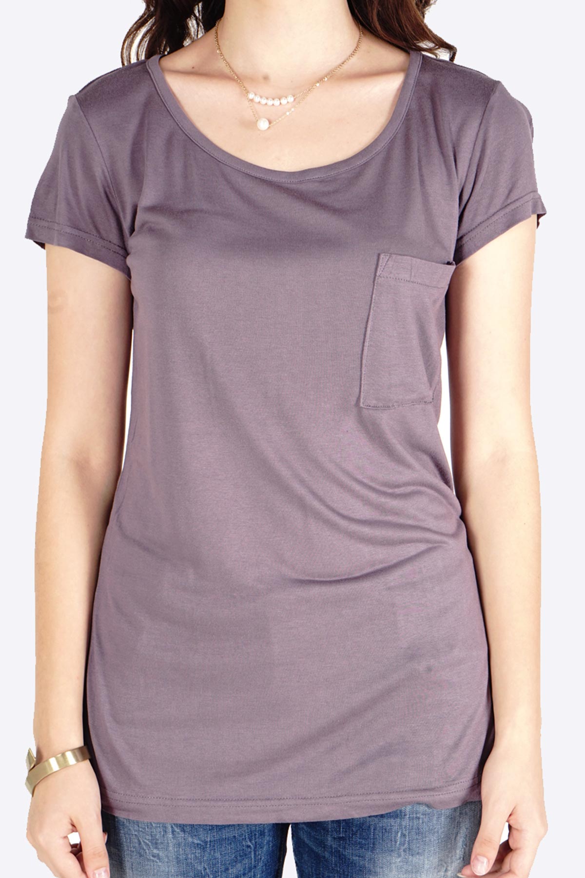 T-Shirt Lengan Pendek Square Pock Grey