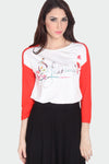 T-Shirt Lengan Panjang Happiness White Red