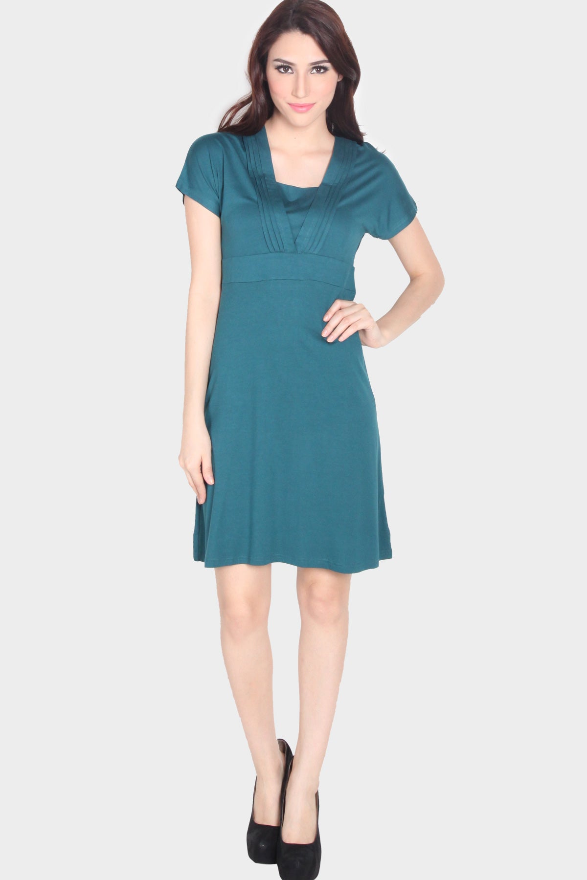 T-Shirt Lengan Pendek Pintuck Dress Viscose 30'S Spandex Green