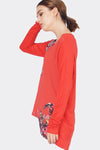 T-Shirt Lengan Panjang Humming Bird Red Orange