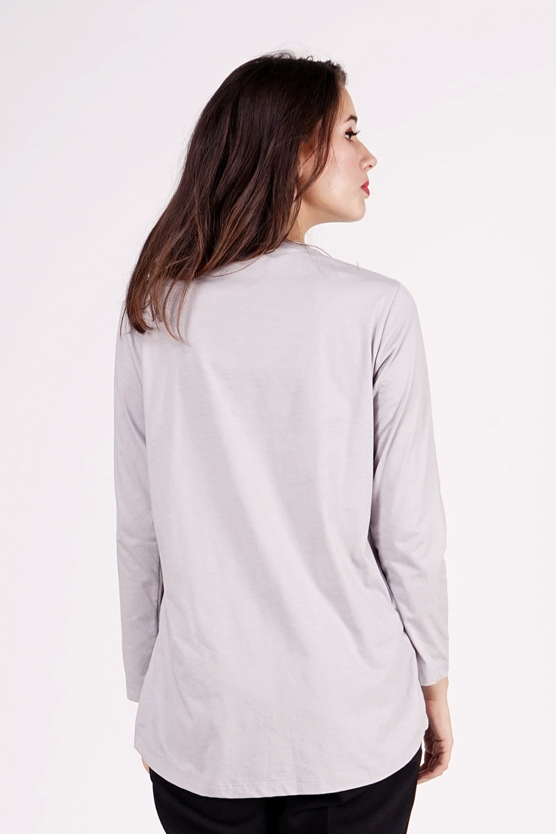 T-Shirt Lengan Panjang Java Light Grey