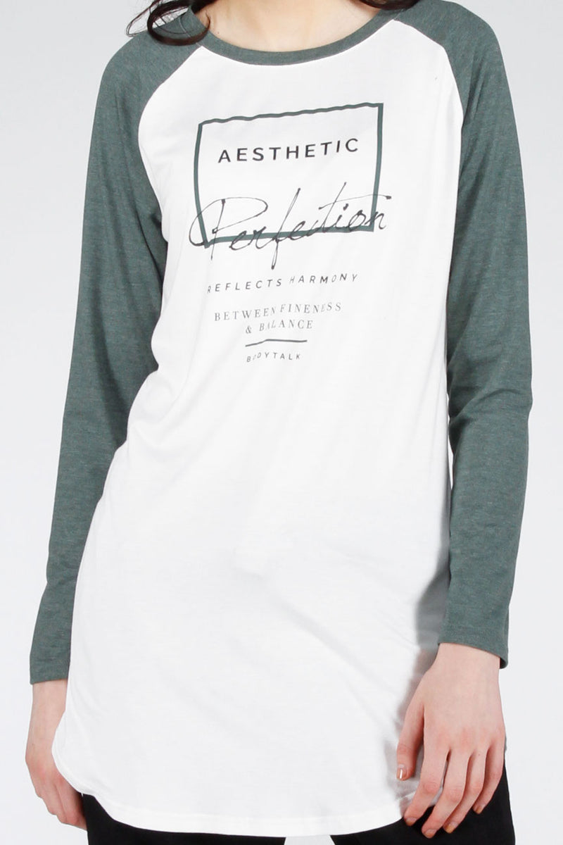 T-Shirt Lengan Panjang Aesthetic Green Offwhite